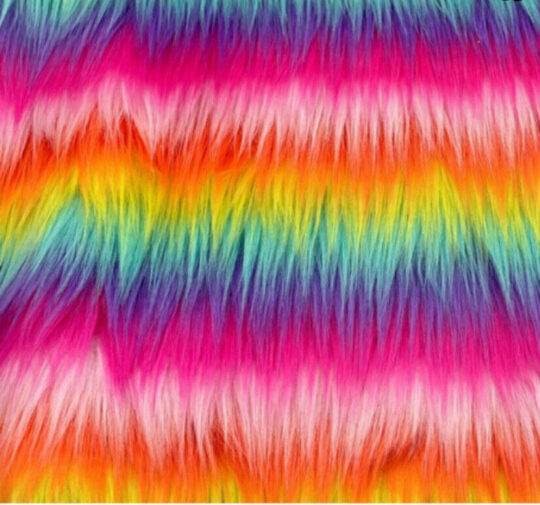 flauschiger Regenbogenfarbener Langhaar Stoff