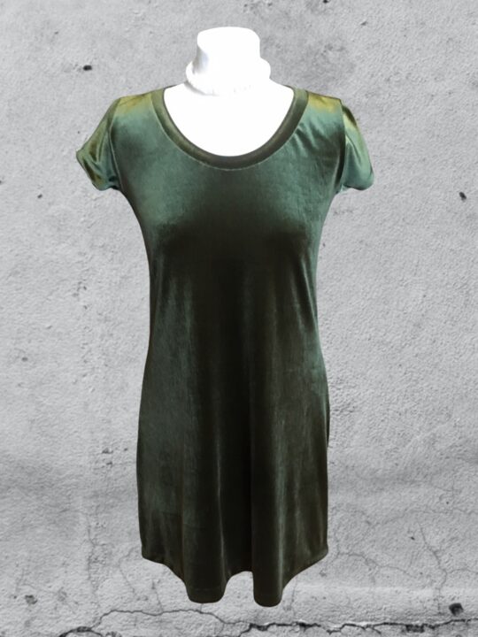 T-Shirtkleid „Kerstin 2.0“ Samt - moosgrün