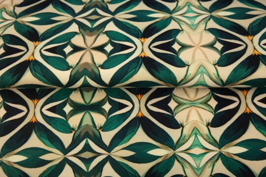 Stoff mit grünem, geometrischen Muster
